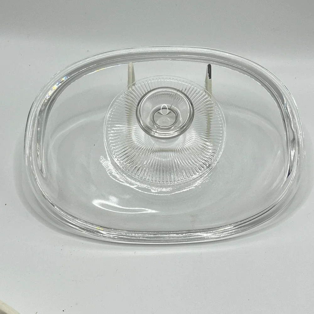 Pyrex Clear Glass Oval Replacement Lid F-12-C Sunburst Knob 10 Inch Casserole